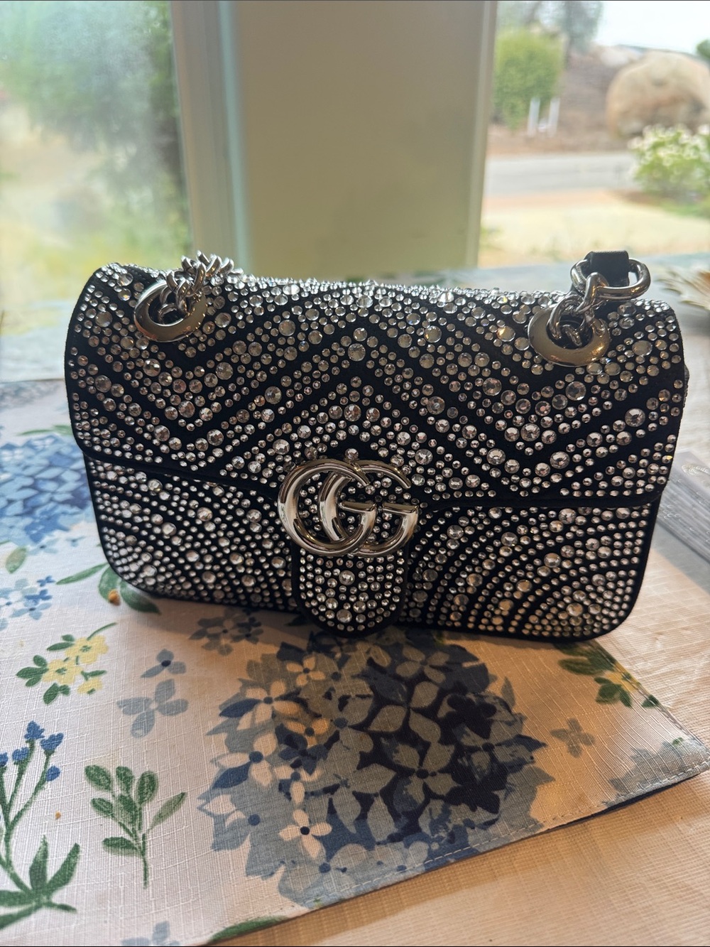 Black Crystal-Studded Shoulder Bag
Sold as unbranded